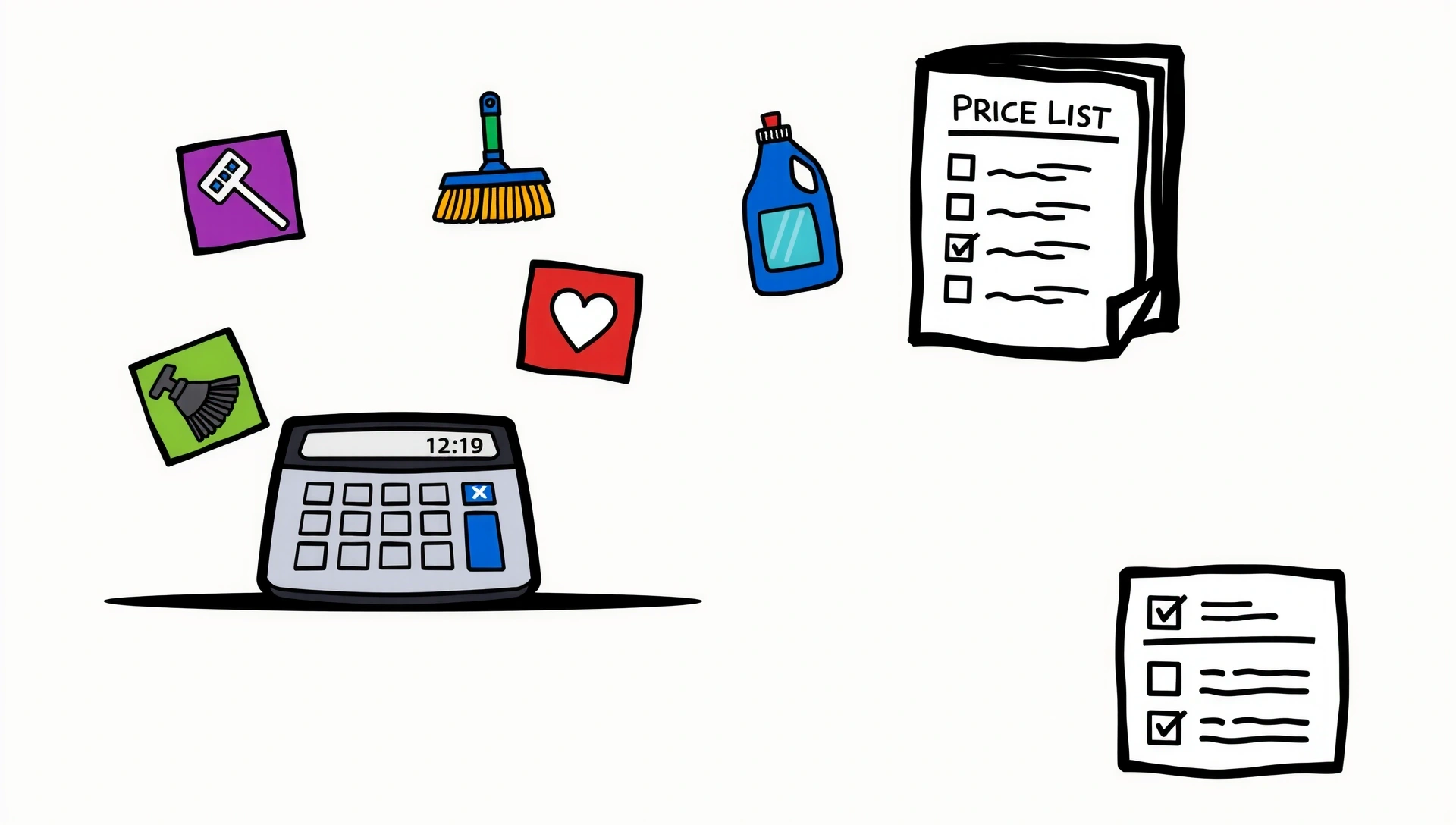 Ilustrace kalkulačky a ceníku služeb ShineLiving