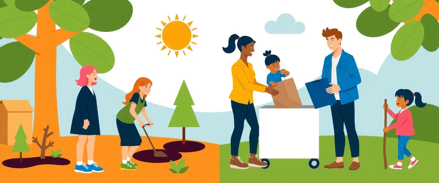 Ilustrace ekologické a komunitní činnosti ShineLiving