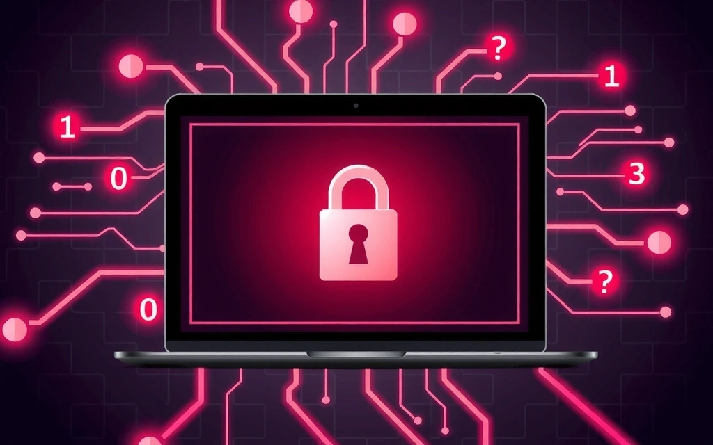 Ilustrace bezpečné online komunikace s šifrovanými symboly